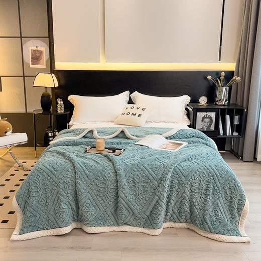 冬季【雕花绒毛包边毯被子】加厚盖毯沙发午睡空调毯 办公室居家单人小毯 商品图9