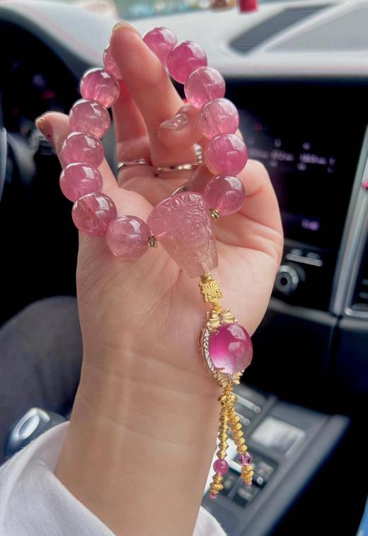 粉碧玺猫眼手链。15MM 96.35克 商品图2