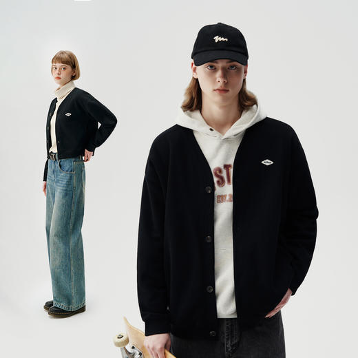 714street潮牌V领开衫外套男女2024春秋新款情侣装休闲复古卫衣 商品图1