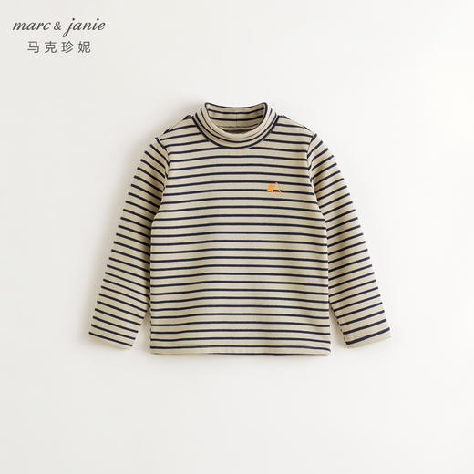 [科技发热]马克珍妮男童山系条纹高领打底衫儿童T恤秋冬装241627 商品图3