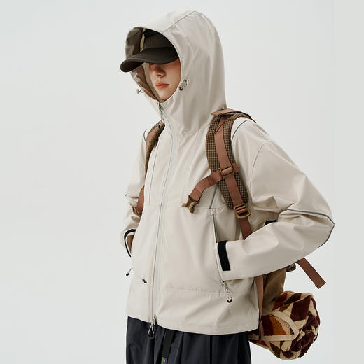 714street潮牌防水外套男女装春秋新款户外软壳冲锋衣夹克防风衣 商品图4