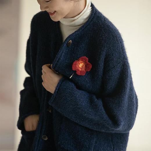 牧衣游原创 肌理感毛织外套新款软糯保暖文艺百搭毛衣开衫女 梦璃 商品图0