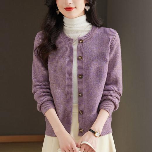 CC-101-Q022圆领针织开衫女秋装2024年新款外搭上衣单排扣毛衣小外套春秋 商品图0