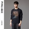 PINLI品立2024秋季新款男士圆领宽松落肩金钱豹烫钻套头卫衣上衣BG243109039 商品缩略图3