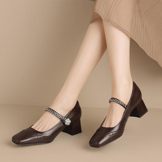 DFuse迪芙斯2024秋新款法式复古玛丽珍鞋粗跟小香风中跟单鞋女DF431117AC 商品图6