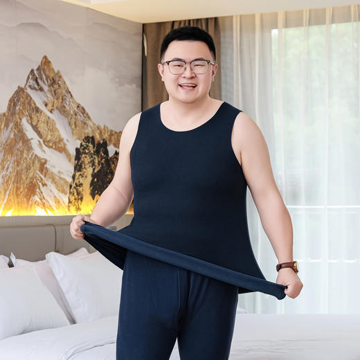 【羊毛蚕丝】【新款DPD】大依优型大码男装AB面保暖背心无痕保暖内衣坎肩男士加肥加大肥佬胖子 商品图9