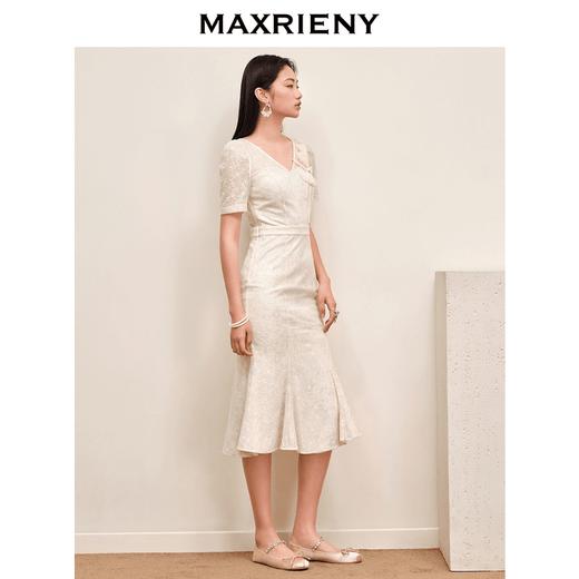 MAXRIENY复古优雅亮片蕾丝连衣裙法式宫廷蕾丝鱼尾裙领证(货号:MS88DR547) 商品图2