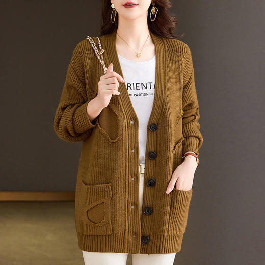 TZW-CC26洋气毛衣开衫外套针织宽松大码外披 商品图0