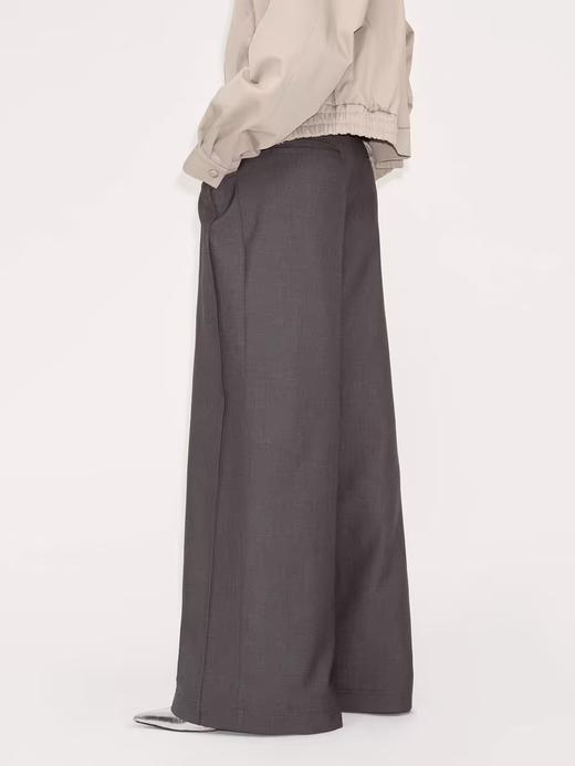 出逃赤岗西/CT0011/无腰头宽松垂感阔腿灰色西装裤 商品图3