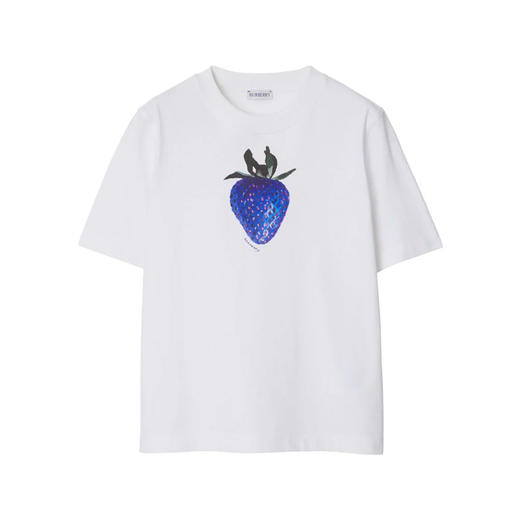 BURBERRY 巴宝莉 女士草莓印花棉质圆领短袖T恤 白色 8089368 A1464 商品图0