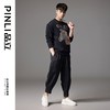 PINLI品立秋季新款男士宽松圆领落肩斑马字母烫钻套头卫衣潮BG243109033 商品缩略图2