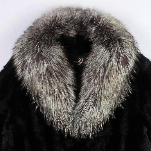 SIM GRACE  优雅夫人 欧美韩版中长款时尚整貂皮银狐毛大翻领女外套 商品图4