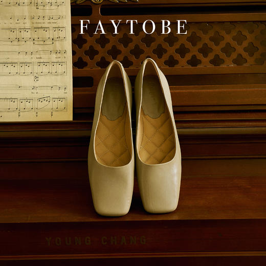 FAYTOBE 琴键玛丽珍单鞋24早秋小众设计简约低跟鞋通勤舒适胎牛皮浅口鞋 商品图0
