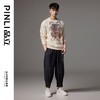 PINLI品立秋季新款男士宽松中国风醒狮烫钻圆领落肩套头卫衣BG243109028 商品缩略图2