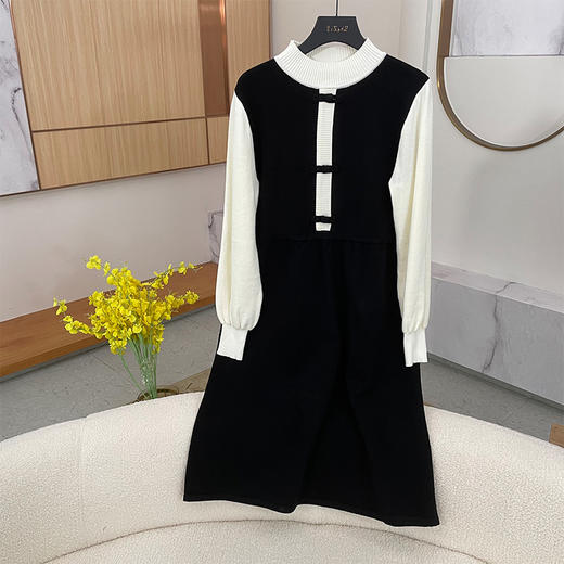 8/1奢姿大码女装2024秋季气质半高领针织裙子胖妹妹假两件时尚连衣裙9843890160 商品图1