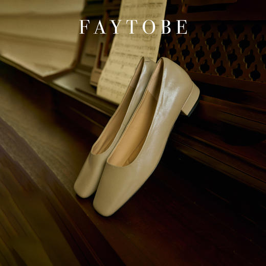 FAYTOBE 琴键玛丽珍单鞋24早秋小众设计简约低跟鞋通勤舒适胎牛皮浅口鞋 商品图1