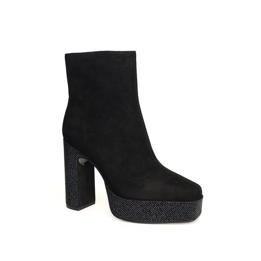 豪麟名鞋奥莱迪嘉女鞋短靴羊反绒面革DJMPA42WN005黑色  原价2960元 商品图0