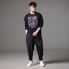 PINLI品立秋季新款男士圆领落肩宽松虎头烫钻套头卫衣上衣潮BG243109040 商品缩略图4
