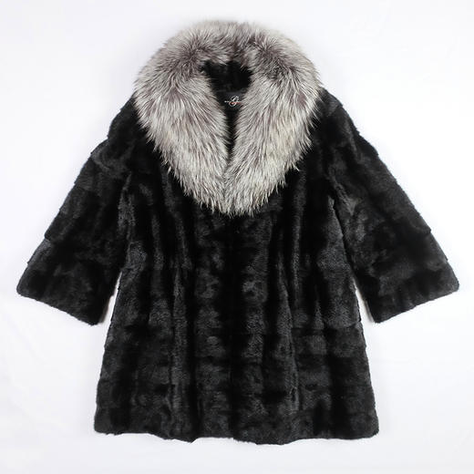 SIM GRACE  优雅夫人 欧美韩版中长款时尚整貂皮银狐毛大翻领女外套 商品图3