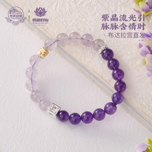 布达拉宫紫水晶铜财配件手串紫水晶白水晶珍珠手串多款可选 商品图1
