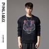PINLI品立秋季新款男士圆领落肩宽松虎头烫钻套头卫衣上衣潮BG243109040 商品缩略图0