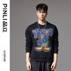 PINLI品立2024秋季新款男装圆领宽松落肩字母卡通烫钻套头卫衣潮BG243109032 商品缩略图0
