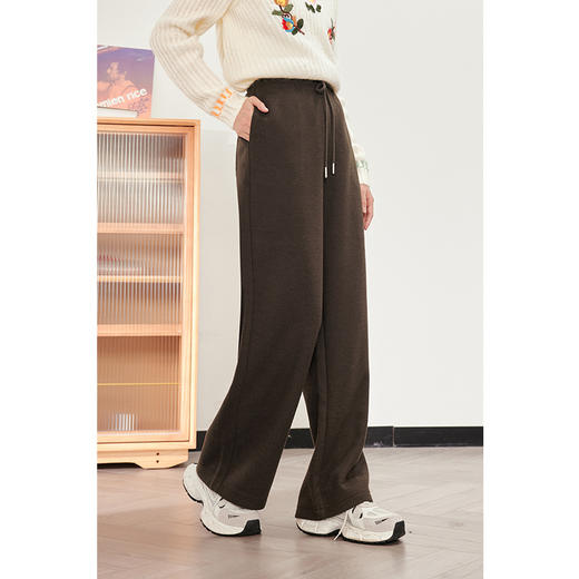 【严选】诗凡黎米色休闲裤2023冬新款高腰显瘦显高流行小个子直筒拖地裤女SEB250571 商品图2