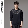 PINLI品立2024秋季新款男烫钻花卉圆领卫衣宽松休闲潮牌套头上衣BG243109036 商品缩略图0