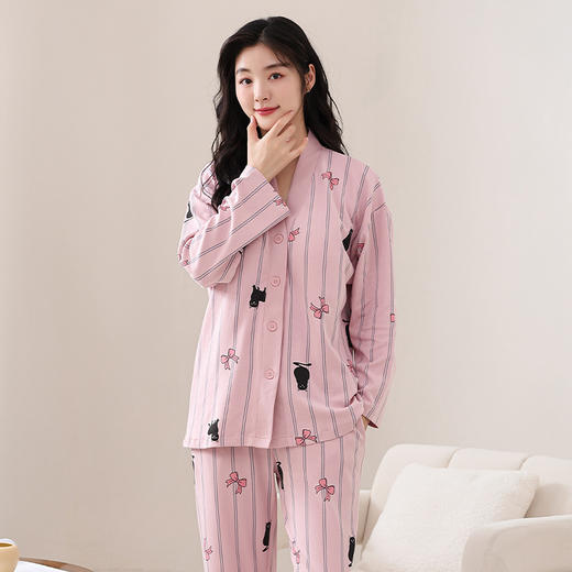 康妮雅女式长袖长裤开襟套装 商品图0