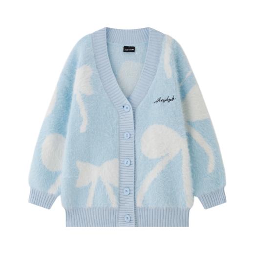 YKYB仿貂毛绣花蝴蝶趣味感OVERSIZE双色慵懒针织衫毛衣 商品图4