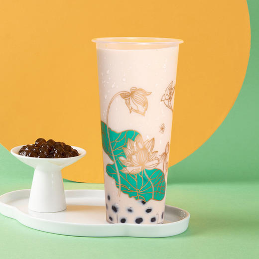 喇叭花一次性奶茶杯子网红膜内贴PP注塑杯塑料果汁定制LOGO100个 商品图3