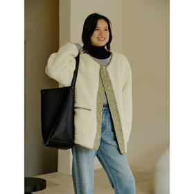 HeyDress摇粒绒外套女秋冬宽松圆领撞色设计抓绒衣加厚保暖上衣