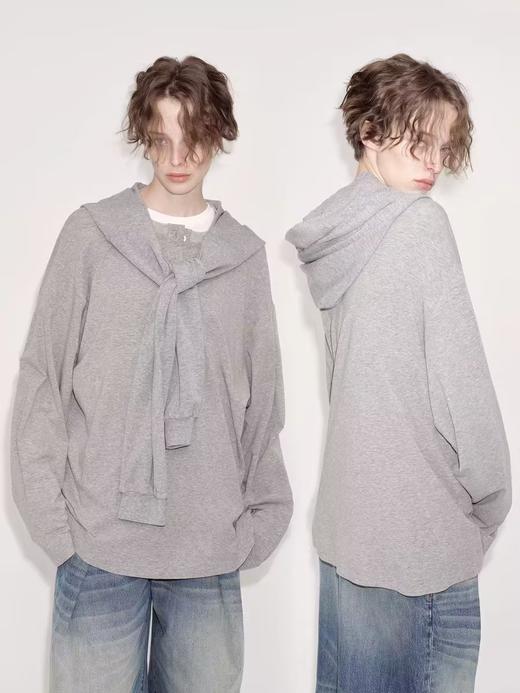 出逃赤岗西/24AWT102/慵懒风灰色长袖T恤 商品图0