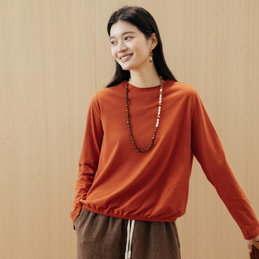 绽放旅行女装613朵/花苞T恤*浪漫印花打底衫简约圆领长袖上衣 商品图2
