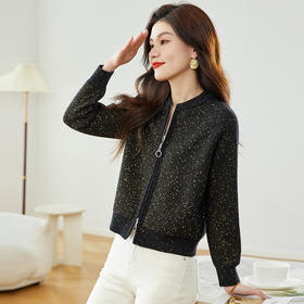 CC-MY-1129高腰短款针织开衫女早春秋2024新款小个子卫衣棒球服毛衣外套