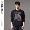 PINLI品立秋季新款男士宽松圆领落肩斑马字母烫钻套头卫衣潮BG243109033 商品缩略图0