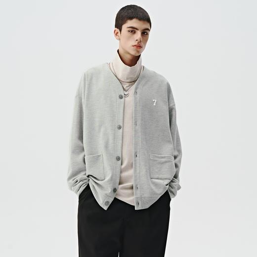 714street华夫格开衫男春秋纯色V领毛衣男潮牌针织衫情侣装外套 商品图4