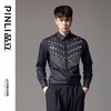 PINLI品立2024秋季新款男士商务休闲长袖衬衫太阳花烫片黑色衬衣BG243113043 商品缩略图0