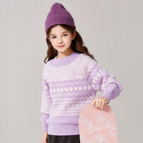 笛莎Deesha 童装女童针织衫2024冬新款中童圆领毛衣