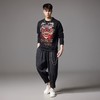 PINLI品立秋季新款男士宽松中国风醒狮烫钻圆领落肩套头卫衣BG243109028 商品缩略图1