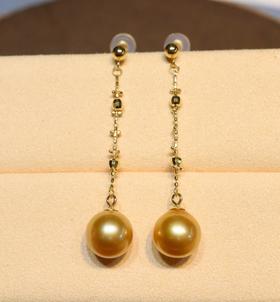 南洋金珍珠仙女链款耳线9-10mm