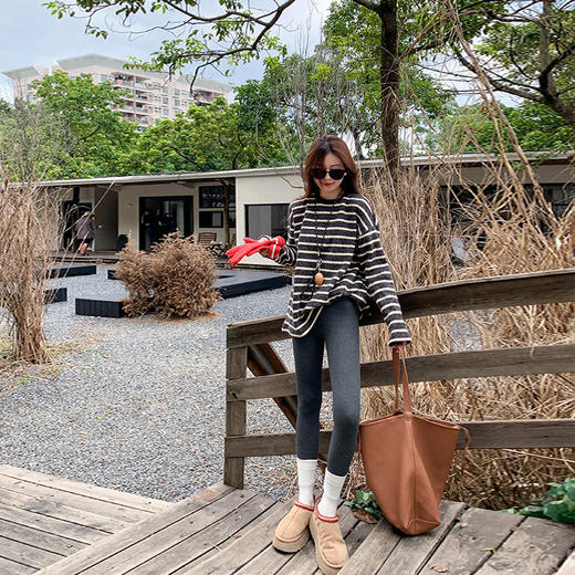 <曾小咸推荐>现货秒杀 ！微信超特价！韩系黑白条纹毛织T恤 日常159.99 立减80 秒杀79.99！！ 商品图1