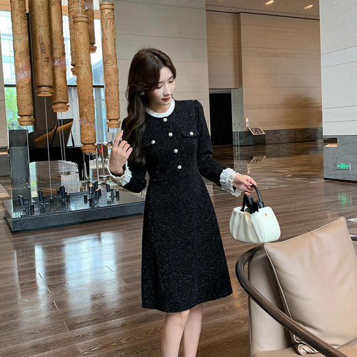 奢姿2025春季新款大码女装花边拼接裙子胖妹妹小香风气质连衣裙9943853579 商品图4