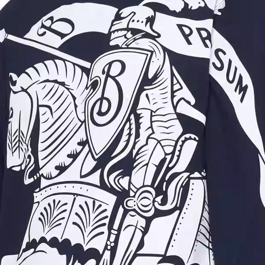 BURBERRY 巴宝莉 男士马术骑士徽标印花棉质圆领长袖T恤 深蓝色 8092945 C1172 商品图3