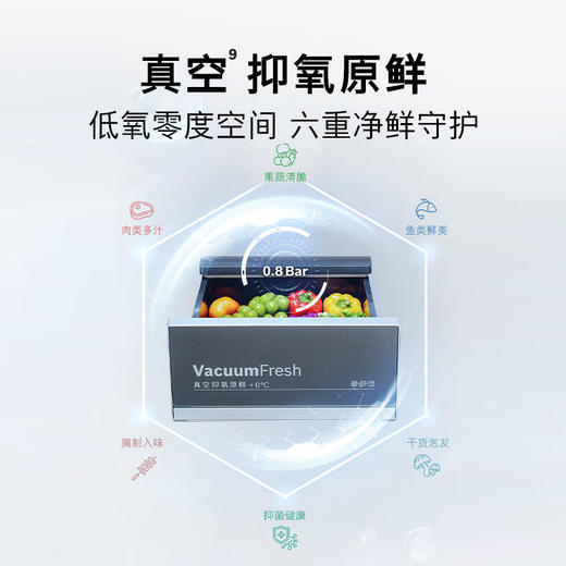 博世（BOSCH）【全域智净T3真空版】530L 对开三门变频电冰箱大容量家用 真空抑氧原鲜 活氧除菌 零度维他保鲜 镜钻黑K3T92PA55C 商品图2