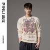 PINLI品立秋季新款男士宽松中国风醒狮烫钻圆领落肩套头卫衣BG243109028 商品缩略图4