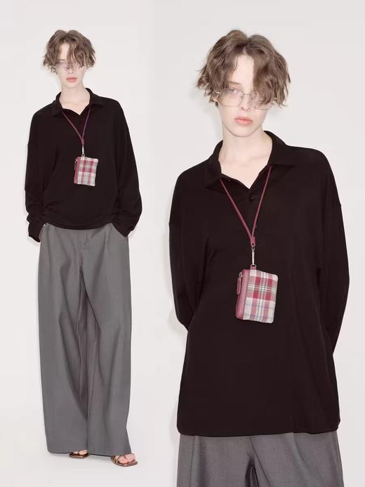 出逃赤岗西/CT0015/黑色羊毛莱赛尔长袖休闲Polo衫 商品图0