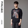 PINLI品立秋季新款男士宽松圆领落肩斑马字母烫钻套头卫衣潮BG243109033 商品缩略图4