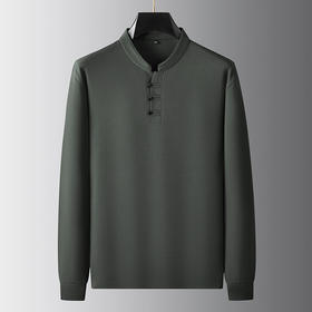 【莫代尔】【立领小盘扣】【新款DDA】大依优型大码长袖Polo衫翻领加肥加大肥佬休闲商务宽松透气上衣打底