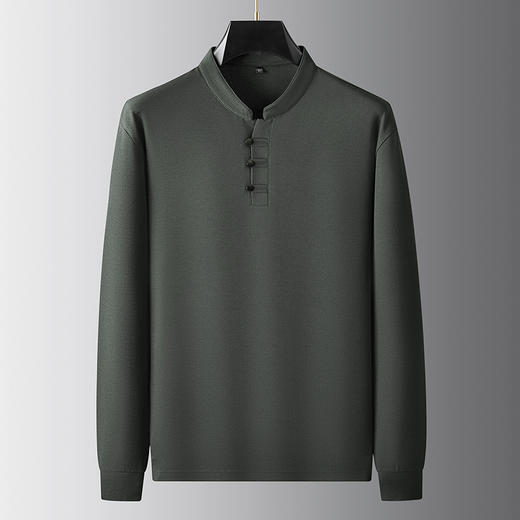 【莫代尔】【立领小盘扣】【新款DDA】大依优型大码长袖Polo衫翻领加肥加大肥佬休闲商务宽松透气上衣打底 商品图0